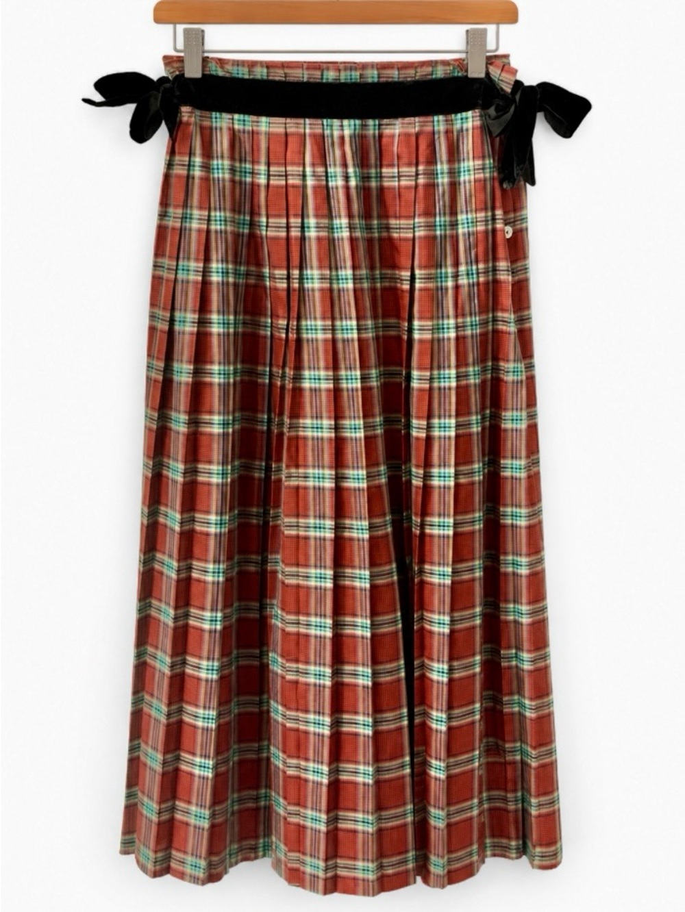 CULLINANE 100% Silk tartan pleated skirt Neiman Marcus